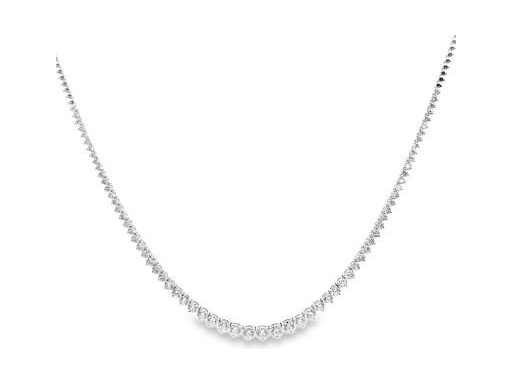 18K White Gold Half Tennis Necklace with Natural Round Diamonds